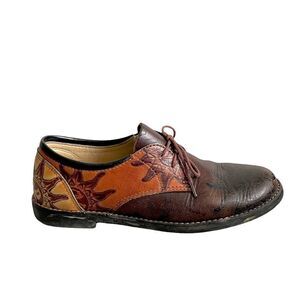 BILTRITE Vintage Brown Leather Lace-Up oxford Shoes Sun Print 90s whimsigoth
